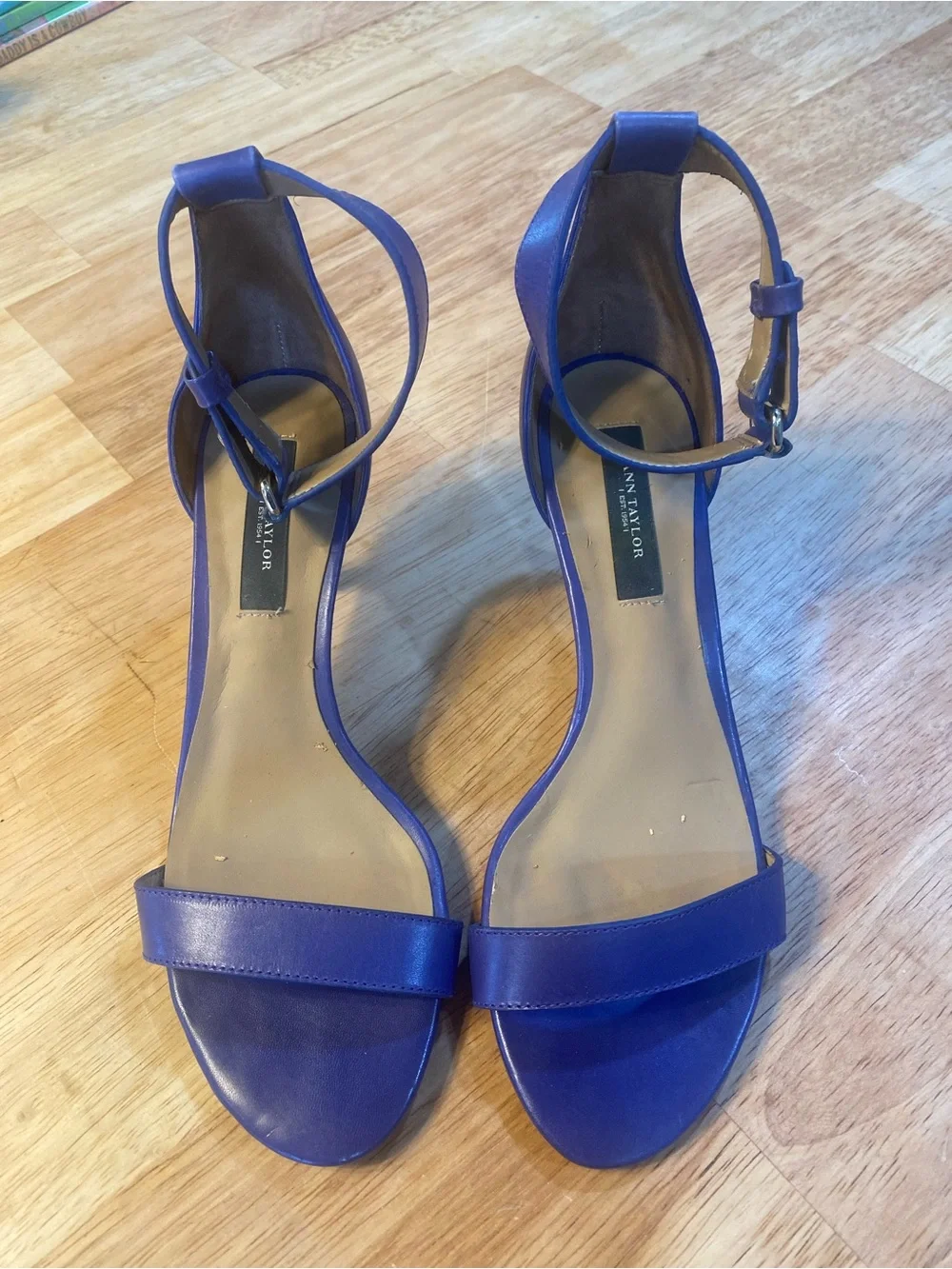 Ann Taylor Purple Open-Toe Ankle-Strap Stilettos - Picture 2 of 7